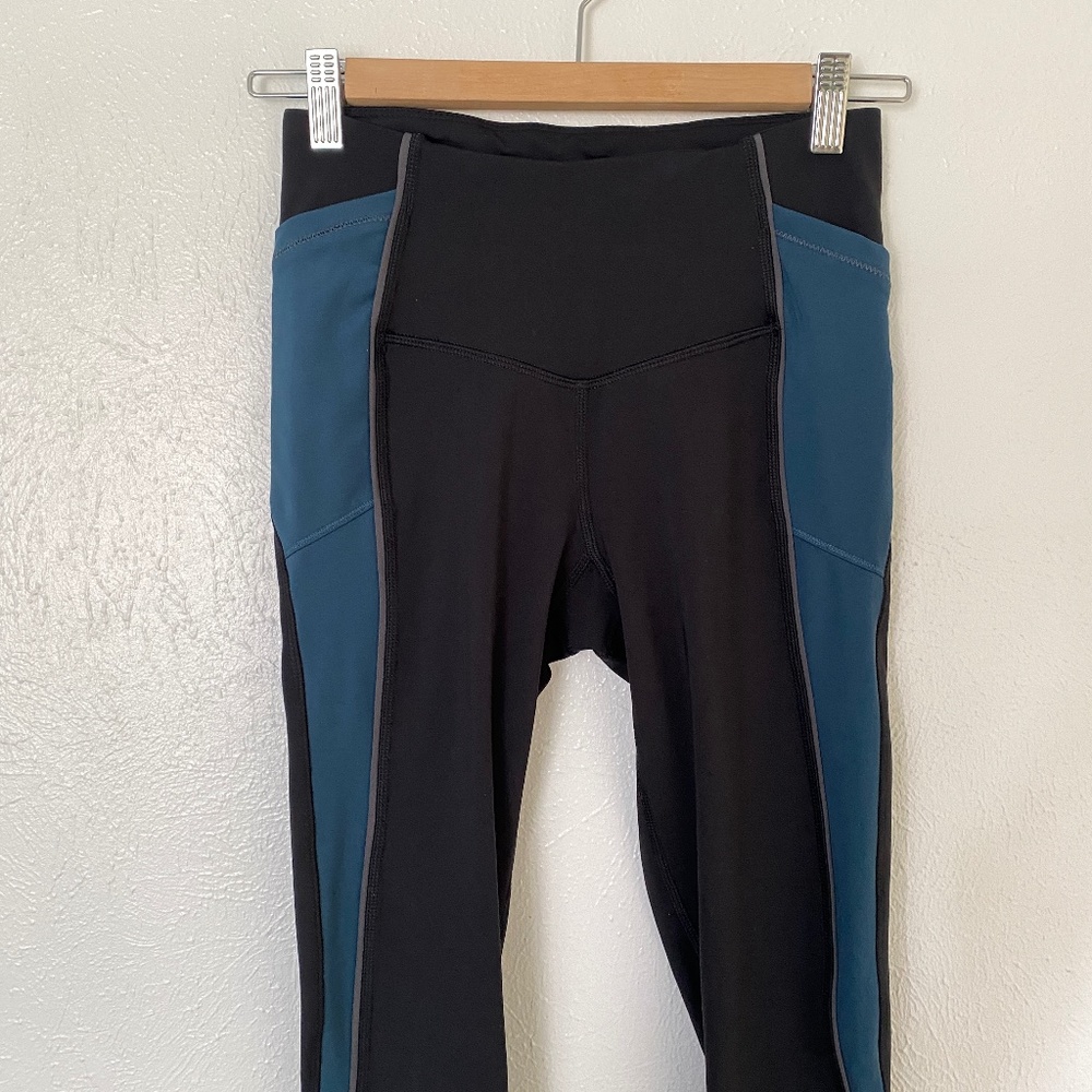 Champion High-Rise High-Waisted Grey Blue Leggings with side pockets - Small